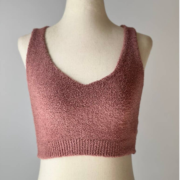 Solid V-Neck Crop Top in Blush - Picture 1 of 2